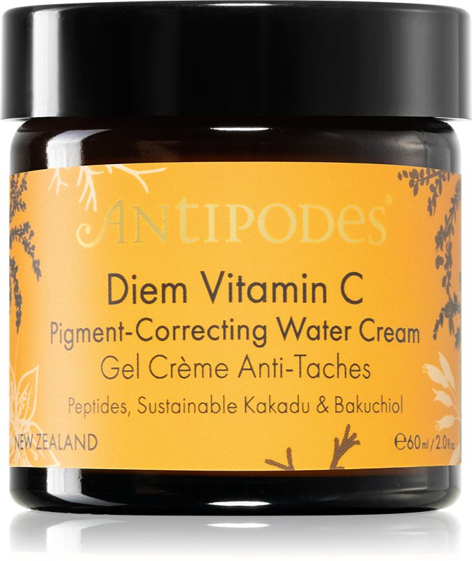 Antipodes Diem Vitamin C Pigment-Correcting Water Cream Cremă hidratantă radiance împotriva petelor pigmentare cu bakuchiol 60 ml