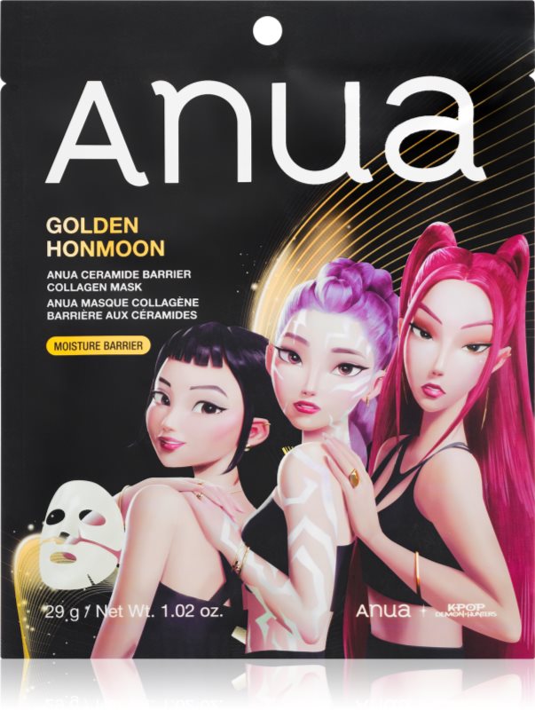 Anua K-Pop Demon Hunters Ceramide Barrier Collagen Mask mască textilă pentru netezire cu textura de gel 29 g