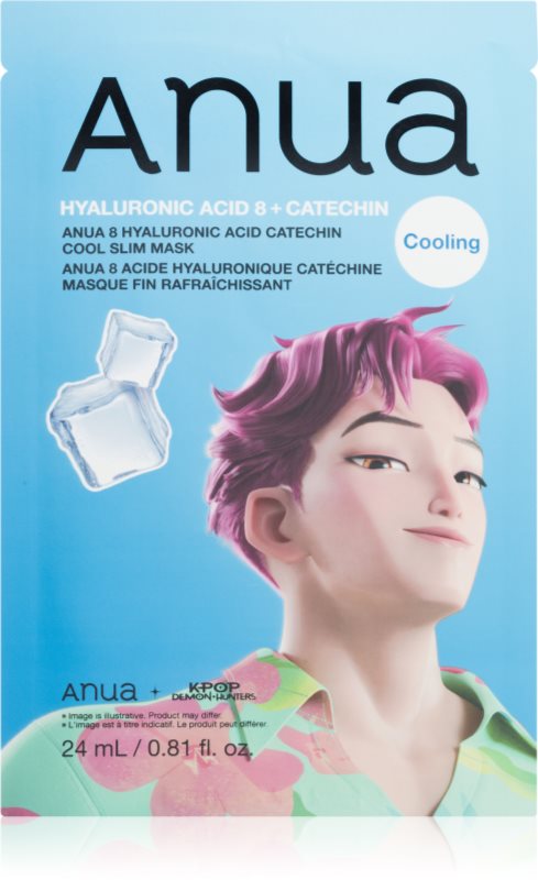 Anua K-Pop Demon Hunters Hyaluronic Acid 8 + Catechin mască textilă hidratantă cu efect racoritor 23 ml