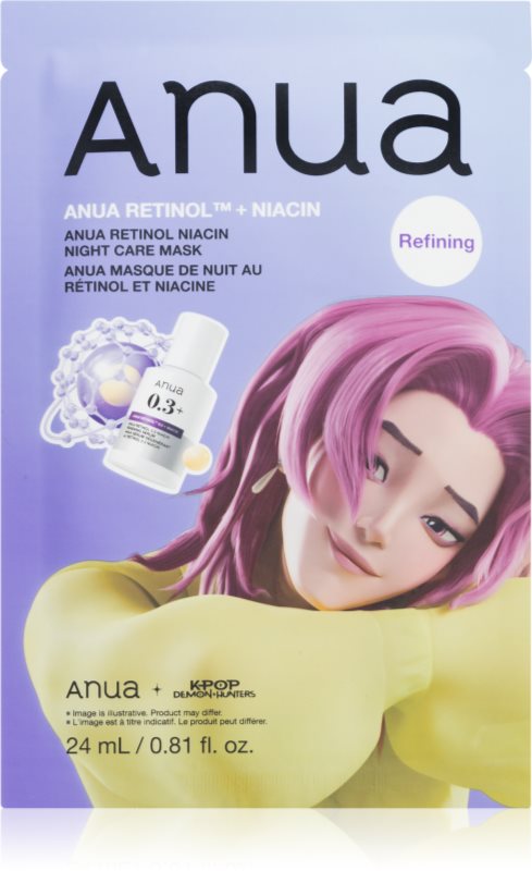 Anua K-Pop Demon Hunters Retinol Niacin Night Care Mask mască de noapte pentru reînnoirea pielii pentru riduri 24 ml