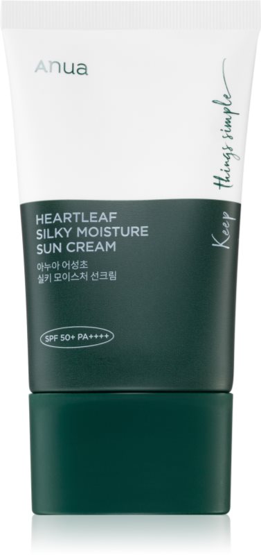 Anua Heartleaf Silky Moisture Sun Cream crema de zi intens hidratanta SPF 50+ 50 ml