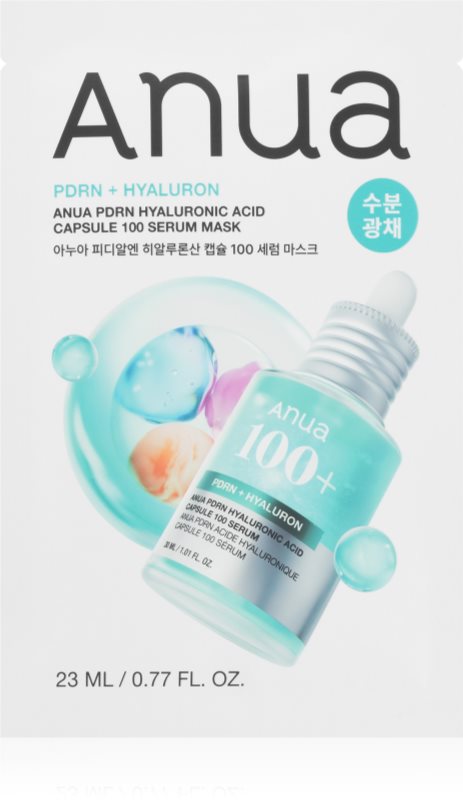 Anua PDRN Hyaluronic Acid Capsule 100 Serum Mask mască textilă hidratantă cu efect de întărire 23 ml
