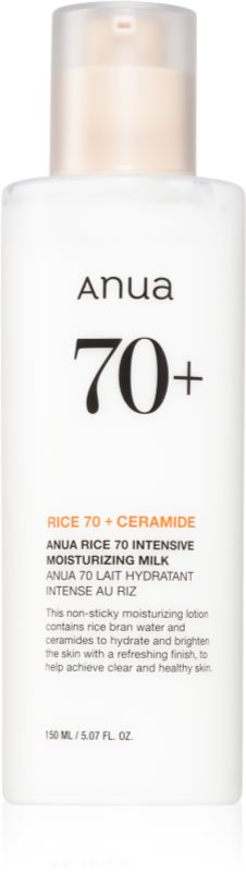 Anua Rice 70 Intensive Moisturizing Milk lapte hidratant, cu efect de iluminare faciale 150 ml