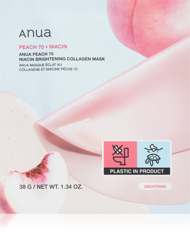 Anua Peach 70% Niacin Brightening Collagen Mask masca pentru albirea tenului cu colagen 1 buc