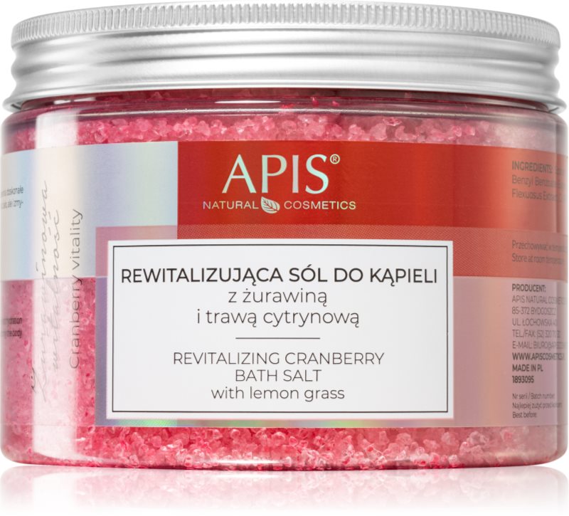 Apis Natural Cosmetics Cranberry Vitality sare de baie relaxanta cu minerale din Marea Moartă 650 g