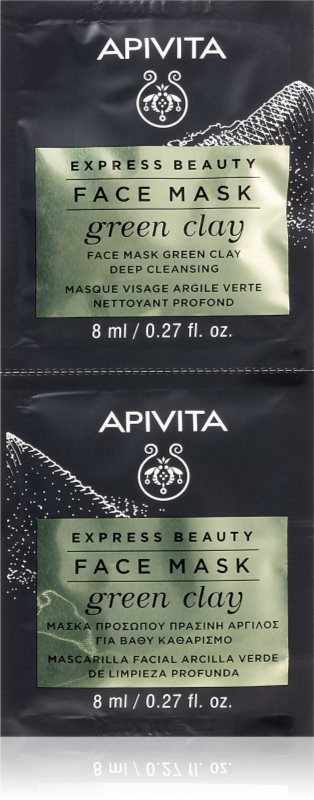 Apivita Express Beauty Cleansing Face Mask Green Clay masca de curatare si netezire cu argila verde 2x8 ml