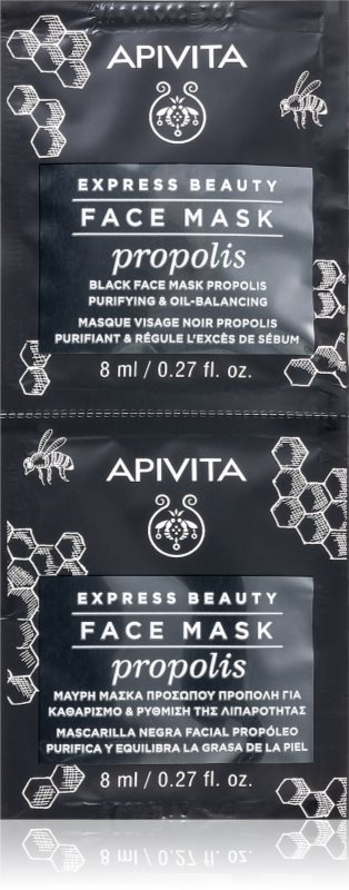 Apivita Express Beauty Purifying Face Mask Propolis Masca neagra de curatare pentru ten gras 2x8 ml