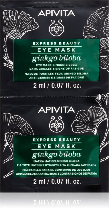 Apivita Express Beauty Eye Mask Gingko Biloba masca pentru ochi împotriva ridurilor și a cearcănelor întunecate 2x2 ml