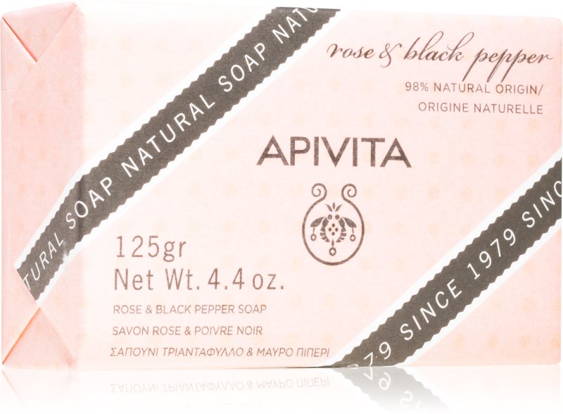 Apivita Natural Soap Rose & Black Pepper săpun solid pentru curățare 125 g