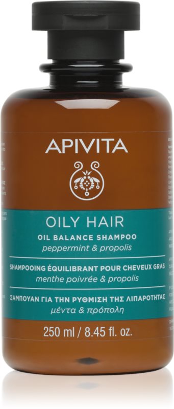 Apivita Oily Hair Oil Balance Shampoo sampon pentru curatarea profunda a scalpului seboreic pentru intarire si stralucire 250 ml