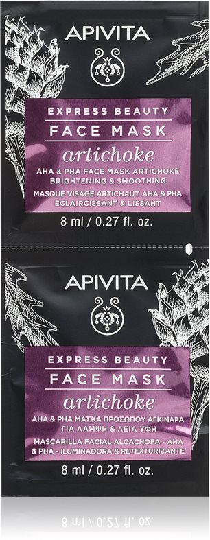 Apivita Express Beauty Brightening Face Mask Artichoke masca pentru hidratare intensa Cu AHA Acizi 2x8 ml