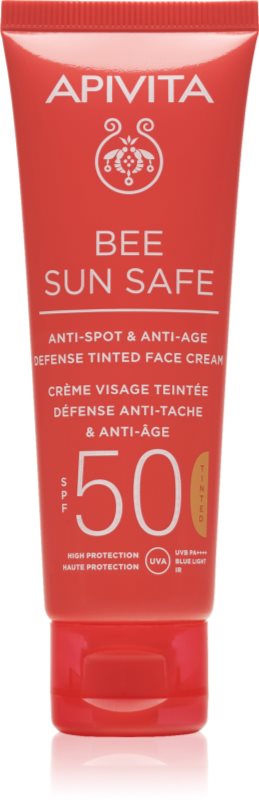 Apivita Bee Sun Safe Anti-Spot and Anti-Age Tinted Face Cream SPF50 crema de fata cu efect de protectie SPF 50