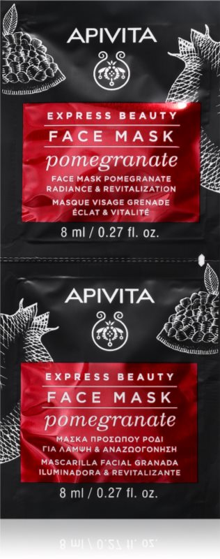 Apivita Express Beauty Pomegranate Mască facială pentru revitalizare și iluminare 2x8 ml