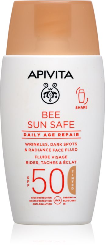Apivita Bee Sun Safe Daily Age Repair Tinted Fluid SPF50 crema protectoare cu efect de tonifiere SPF 50 50 ml