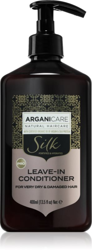 Arganicare Silk Protein Leave-In Conditioner balsam (nu necesita clatire) pentru par foarte uscat si deteriorat 400 ml