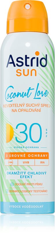 Astrid Sun Coconut Love spray transparent pentru bronzat SPF 30 cu o protectie UV ridicata 150 ml