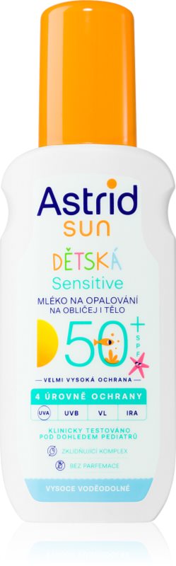 Astrid Sun Sensitive lapte de soare pentru copii SPF 50+ in spray 150 ml
