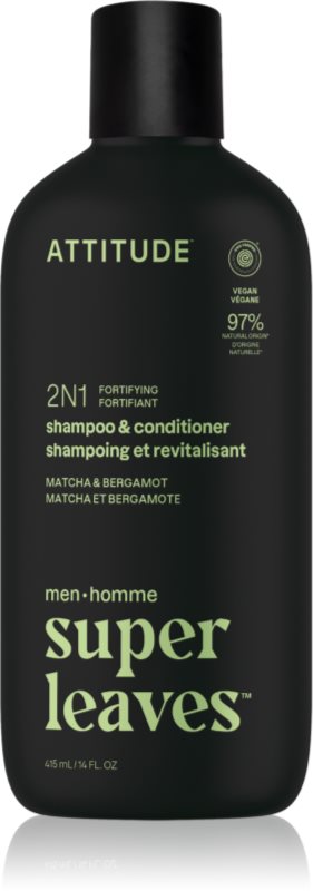 Attitude Super Leaves Matcha & Bergamot sampon si balsam 2 in 1 pentru bărbați 415 ml