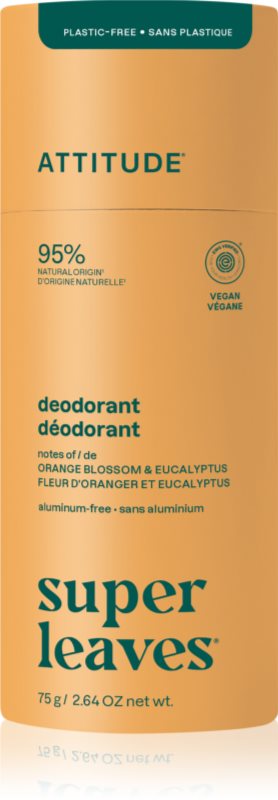 Attitude Super Leaves Natural Deodorant deodorant solid natural fără aluminiu Orange Blossom & Eucalyptus 75 g