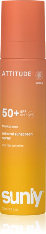 Attitude Sunly Tropical Coco spray autobronzant cu minerale SPF 50+ 75 ml
