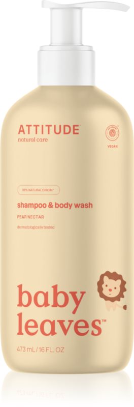 Attitude Baby Leaves Pear Nectar 2 in 1 gel de dus si sampon pentru copii 473 ml