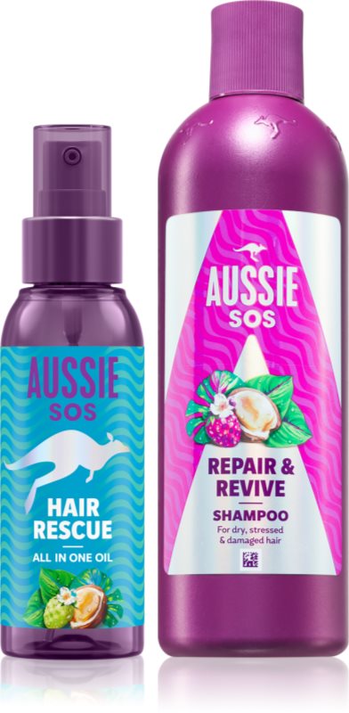 Aussie SOS Hair Rescue & Repair & Revive set pantru par uscat si deteriorat