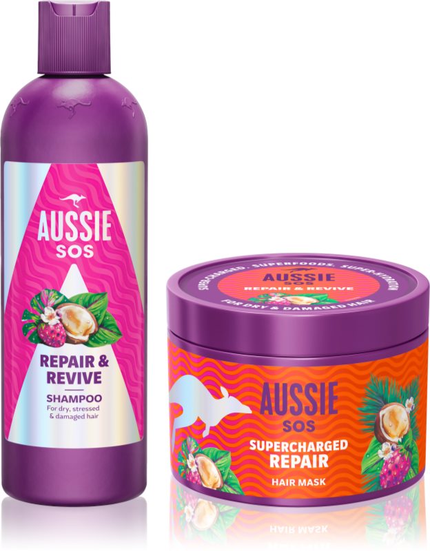 Aussie SOS Repair, Revive & Repeat set cadou pentru par si scalp deteriorat