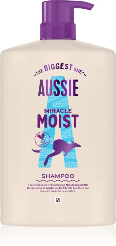 Aussie Miracle Moist sampon hidratant pentru păr uscat și deteriorat 1000 ml