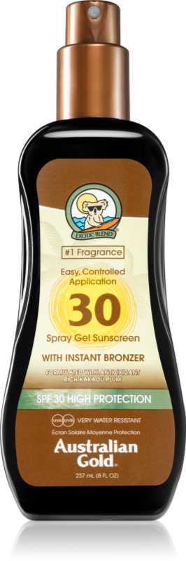 Australian Gold Spray Gel Sunscreen With Instant Bronzer gel protector nuanțator SPF 30 237 ml