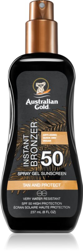 Australian Gold Spray Gel Sunscreen With Instant Bronzer spray pentru bronzat SPF 50 237 ml