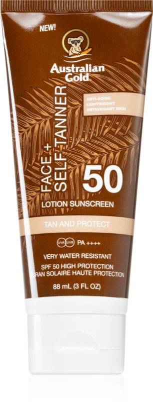 Australian Gold Face + Self Tanner crema autobronzanta pentru fata SPF 50 88 ml