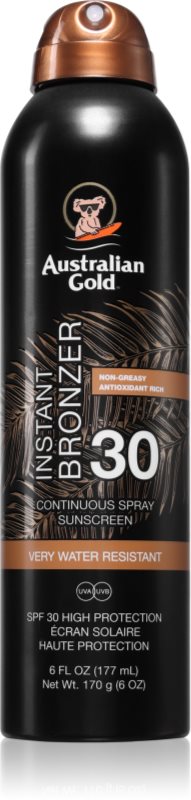 Australian Gold Instant Bronzer spray solar cu efect autobronzant SPF 30 177 ml