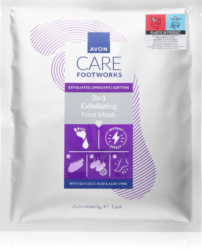 Avon Care Footworks mască regeneratoare pentru picioare și unghii 3 in 1 2x20 ml