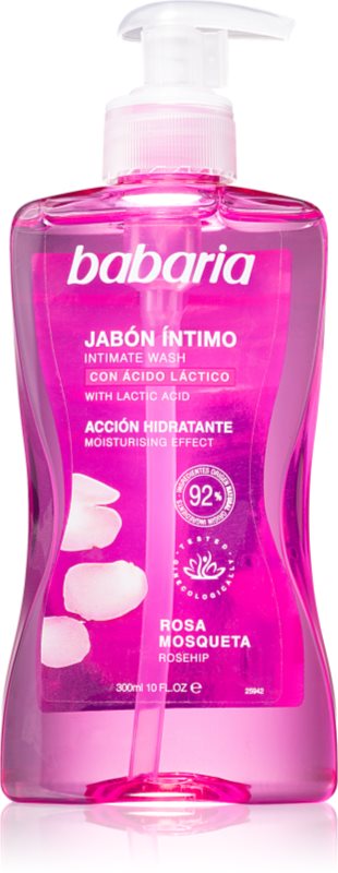 Babaria Rosa Mosqueta Gel pentru igiena intima gel de dus pentru femei pentru igiena intima cu extracte de trandafiri salbatici 300 ml