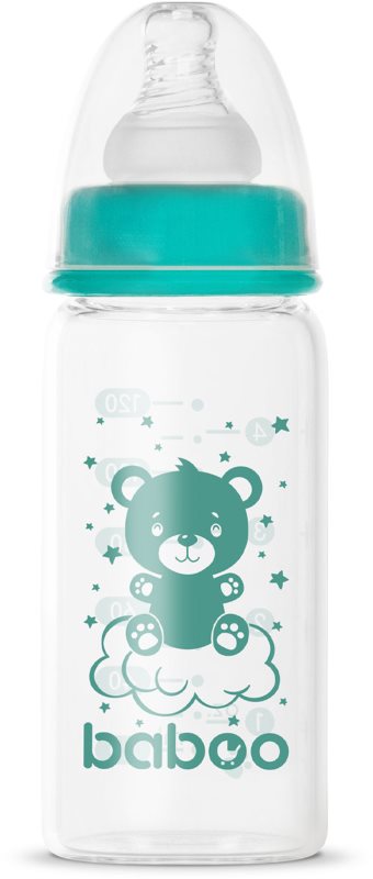 Baboo Anti-colic Glass Feeding Bottle Narrow Neck biberon de sticlă 0m+ 120 ml
