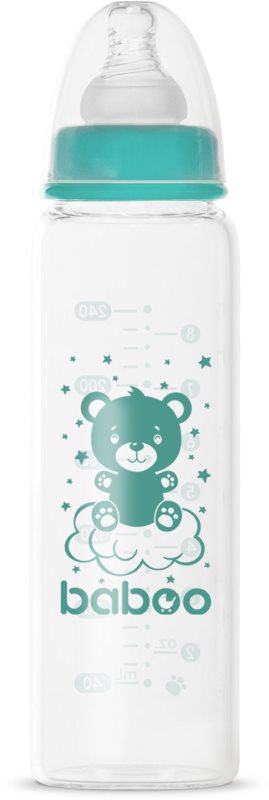 Baboo Anti-colic Glass Feeding Bottle Narrow Neck biberon de sticlă 3m+ 240 ml