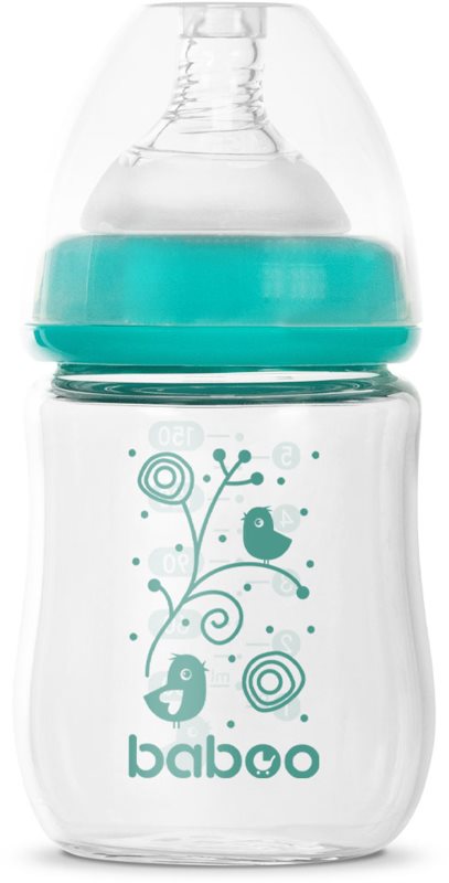 Baboo Anti-colic Glass Feeding Bottle Wide Neck biberon de sticlă 0m+ 150 ml