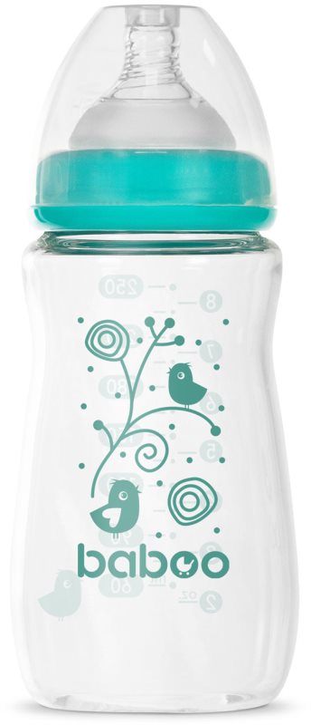 Baboo Anti-colic Glass Feeding Bottle Wide Neck biberon de sticlă 3m+ 250 ml