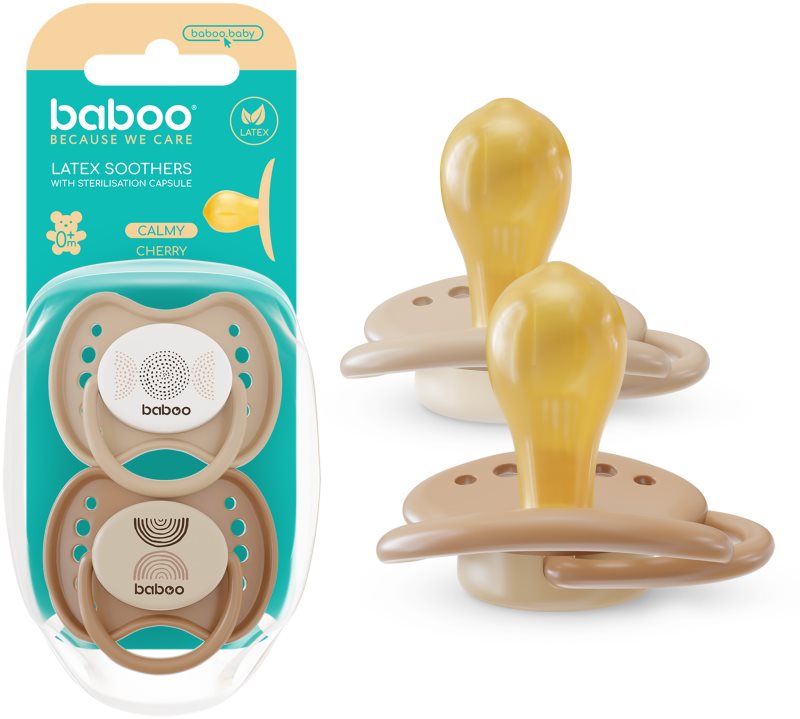 Baboo Soothers Round Latex with Case suzetă Au Naturale 0-6 m 2 buc