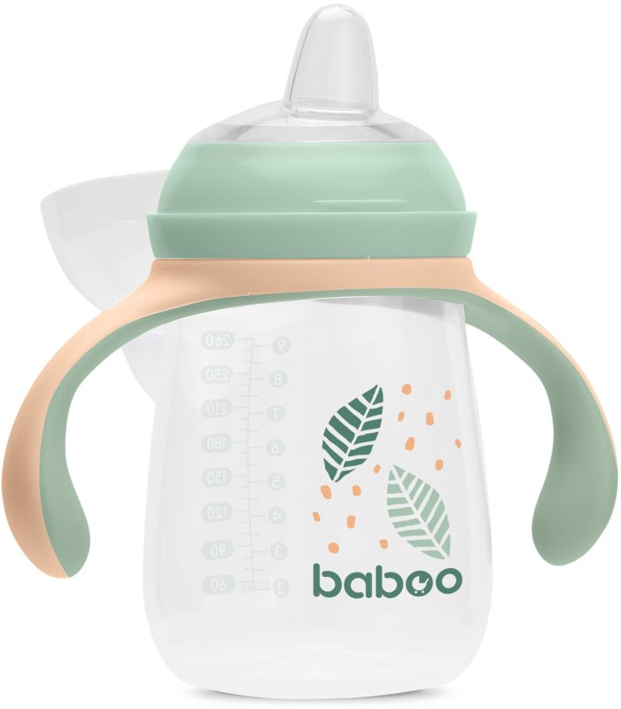 Baboo Cup with Silicone Spout ceasca cu mânere Peachy Keen 6m+ 1 buc
