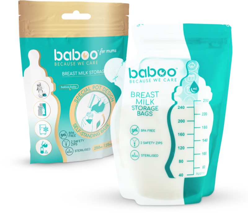 Baboo Breast Milk Storage Bags săculeți pentru păstrarea laptelui matern 25x250 ml