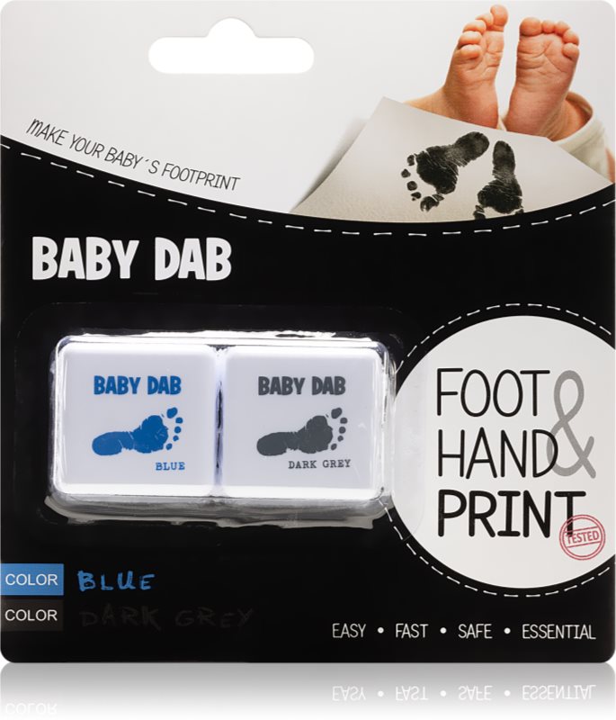 Baby Dab Foot & Hand Print Blue & Grey cerneală pentru amprente copii 2 buc