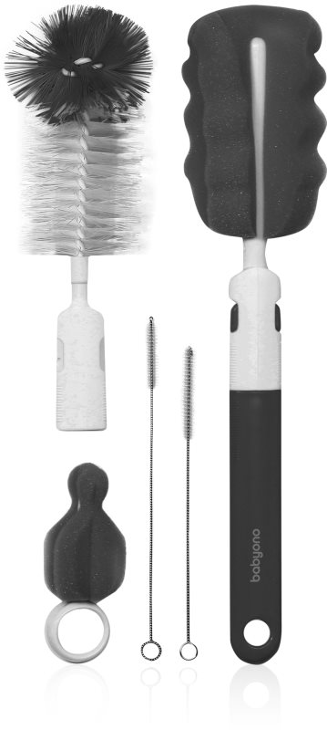 BabyOno Brush Set perie pentru curățarea biberoanelor și a suzetelor Grey 1 buc