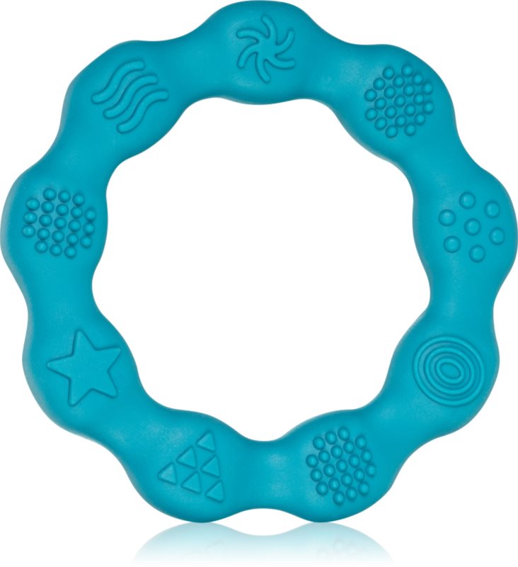 BabyOno Be Active Silicone Teether Ring jucărie pentru dentiție Blue 1 buc