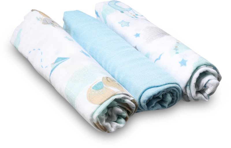 BabyOno Natural Bamboo Diapers Blue scutece textile 70x70 cm 3 buc