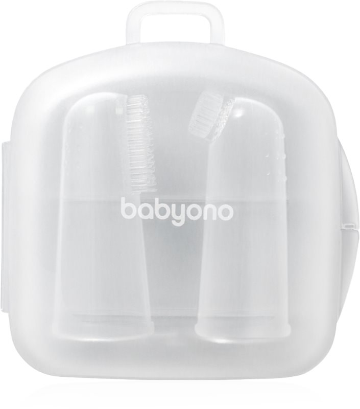 BabyOno Silicone Toothbrush periuta de dinti pentru deget pentru copii cu sac 0m+ 2 buc