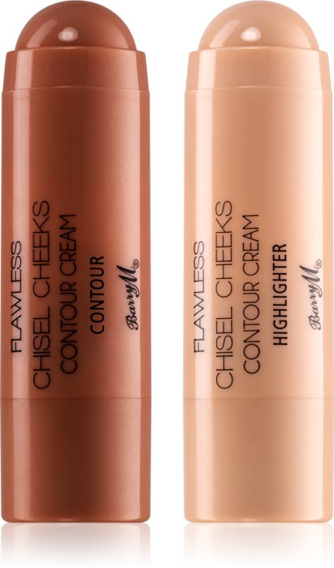 Barry M Chisel Cheeks auto-bronzant cremos și iluminator stick duo balení 2x5 g