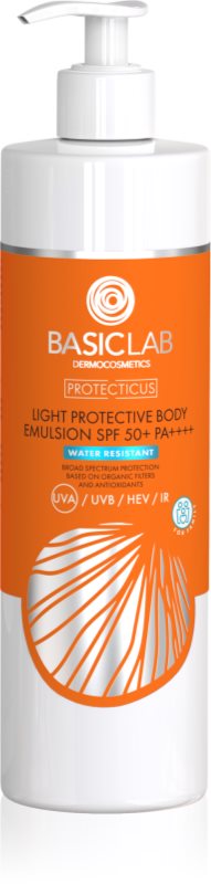 BasicLab Dermocosmetics Protecticus emulsie hidratanta si protectoare pentru fata si corp SPF 50+ rezistentă la apă 100 ml