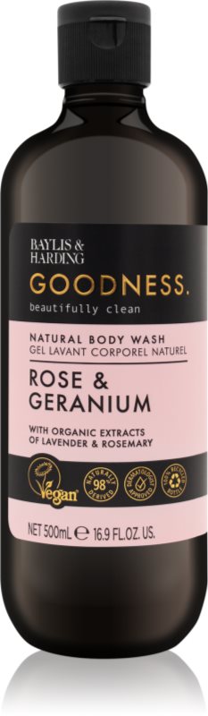 Baylis & Harding Goodness Rose & Geranium gel de duș cu arome florale 500 ml