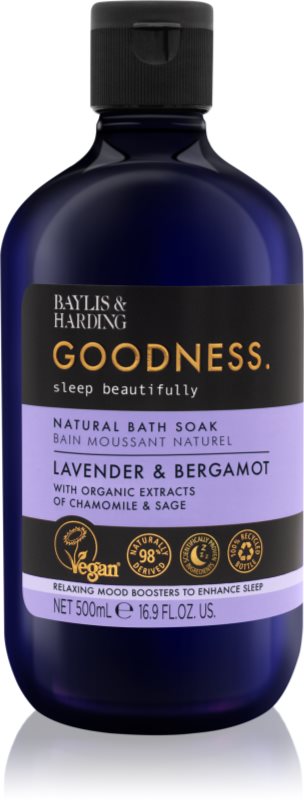 Baylis & Harding Goodness Sleep Beautifully spuma de baie pentru un somn liniștit Lavender & Bergamot 500 ml